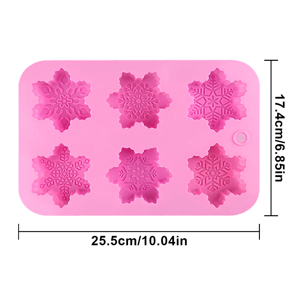 6-Piece Different Patterns Christmas Snowflake Shaped Silicone Cake Mold Baking Decorating Mold DIY Handmade Chocolate Soap Mold