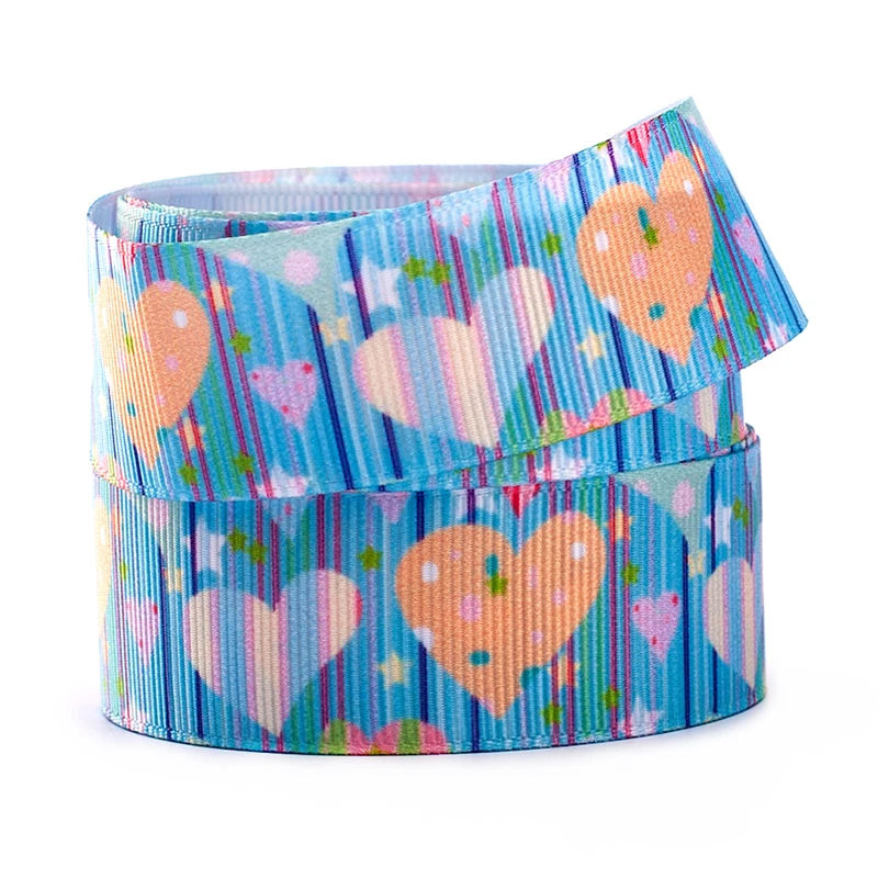 New 50 Yards Valentine's Day loving heart Printed Grosgrain,satin Ribbon