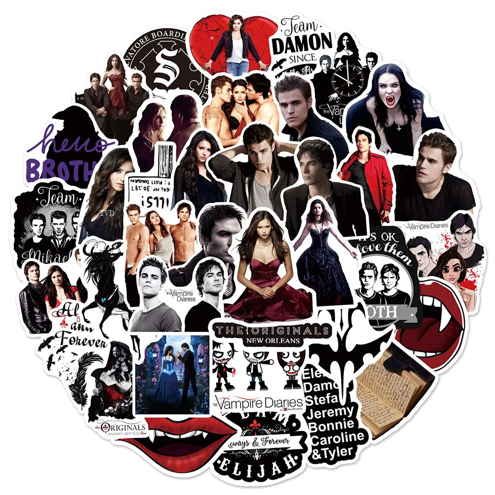 10/30/50pcs TV Series The Vampire Diaries Waterproof Stickers Car Laptop Luggage Bike Motorcycle Phone Guitar Sticker Decals