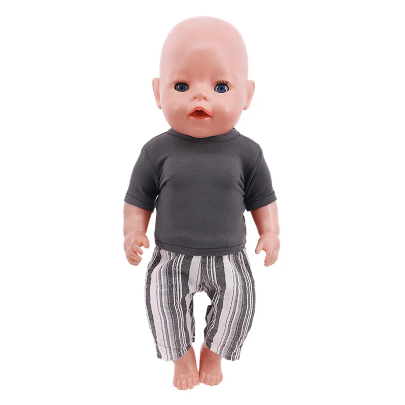 2Pcs/Set Doll Clothes Tops+Pants Fit 18 Inch American 43CM Reborn New Born Baby Doll Zaps OG Girl`s Toy Doll Our Generation Gift