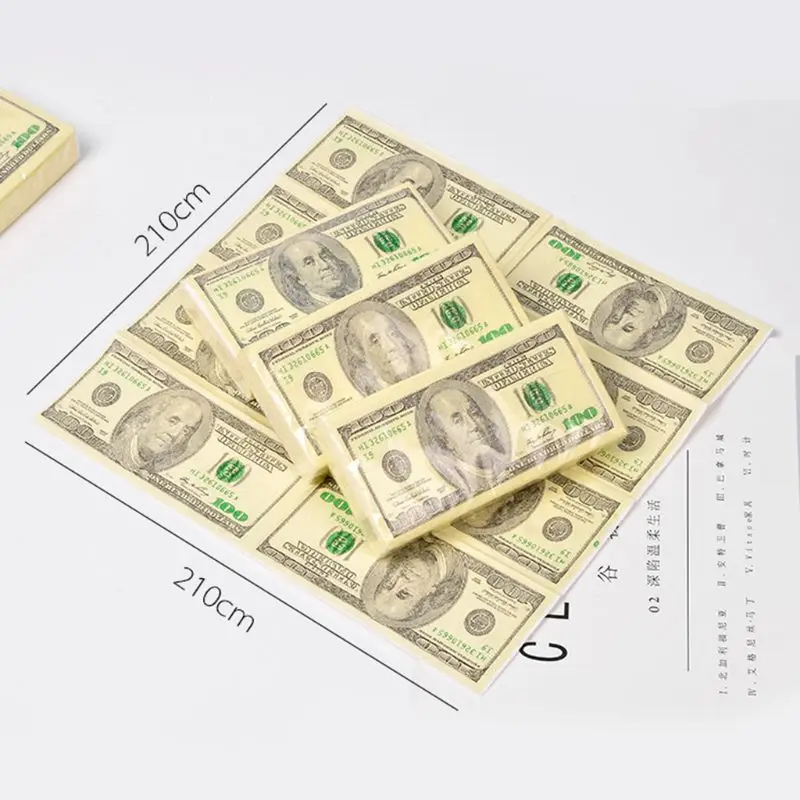 10แผ่น/แพ็คตลกรูปแบบDollar Tissueกระดาษผ้าเช็ดตัวไม้แบบพกพาเงินผ้าเช็ดปากผ้าเช็ดหน้าชุด