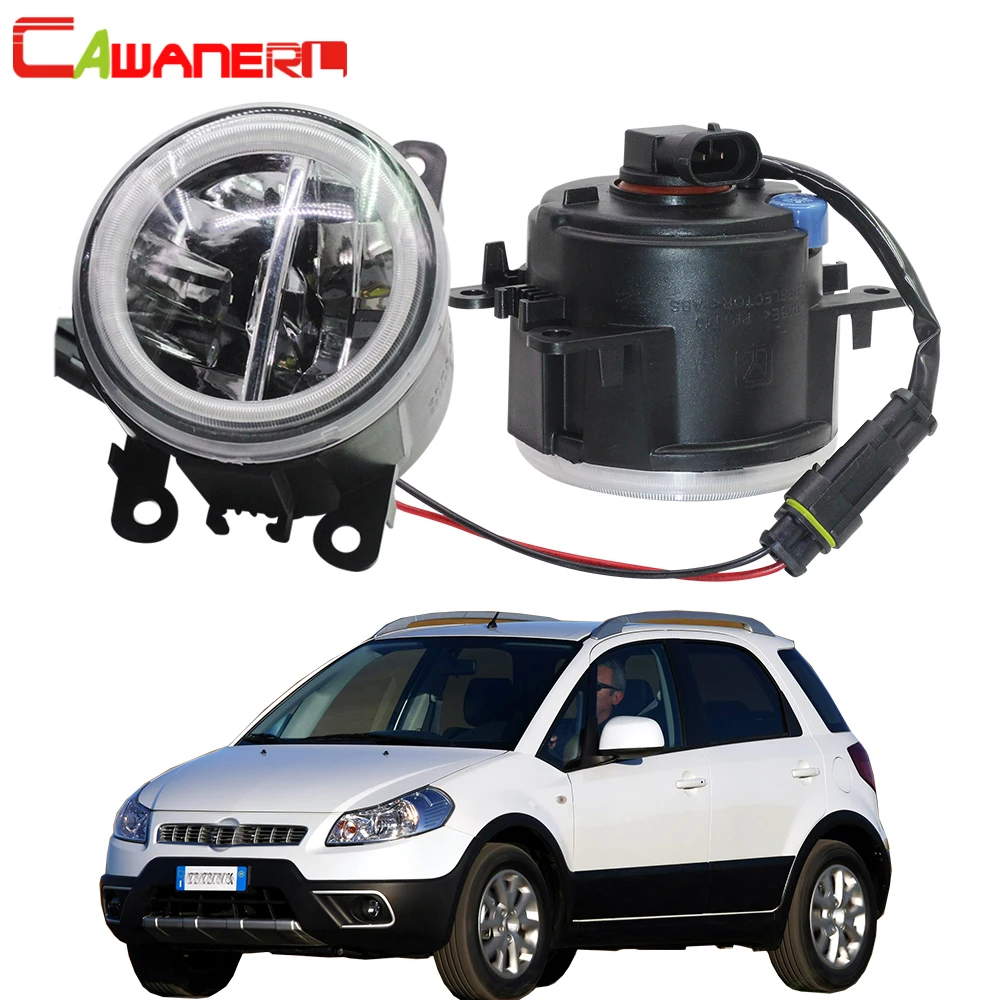 

Cawanerl For Fiat Sedici 2009-2016 Car Accessories 4000LM LED Lamp Fog Light + Angel Eye DRL Daytime Running Light H11 12V