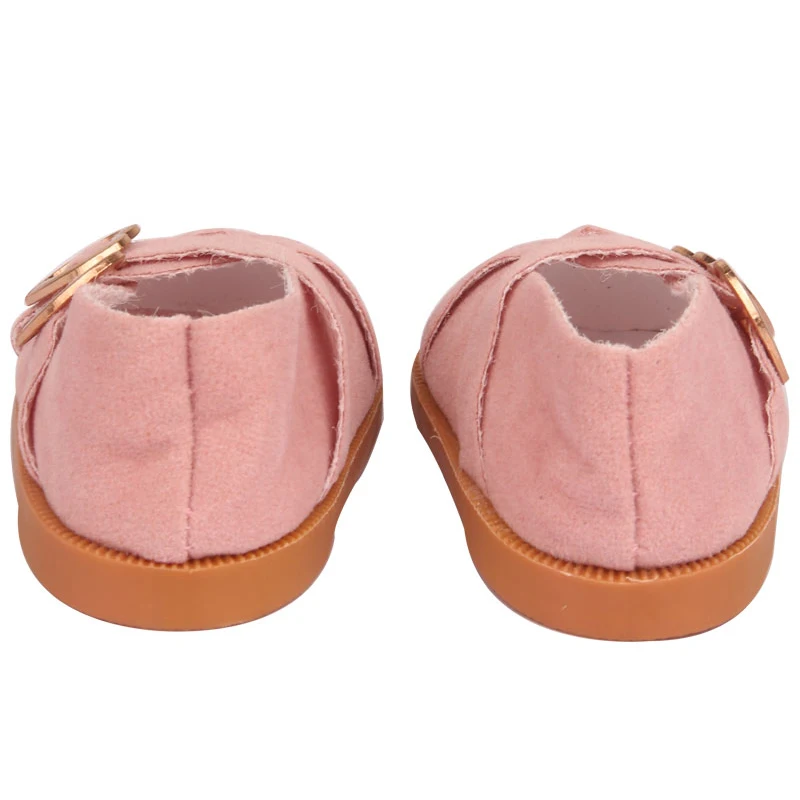 Chaussures de loisirs super mignonnes en cuir PU avec double cœur, mini chaussures faites à la main pour poupées Reborn, jouets russes, 7cm, 43 cm, 18 po