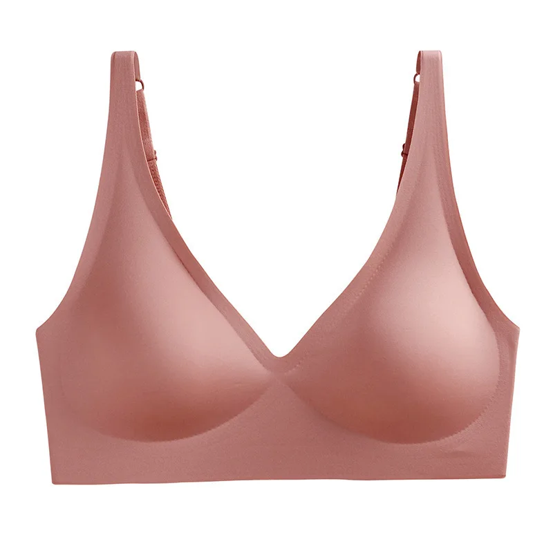 Nahtlose Push-Up-BHs für Damen, Bügelloser BH, V-Ausschnitt, Bralette, herausnehmbare Polster, Sportunterwäsche ohne Spuren, sexy Dessous, S-3XL