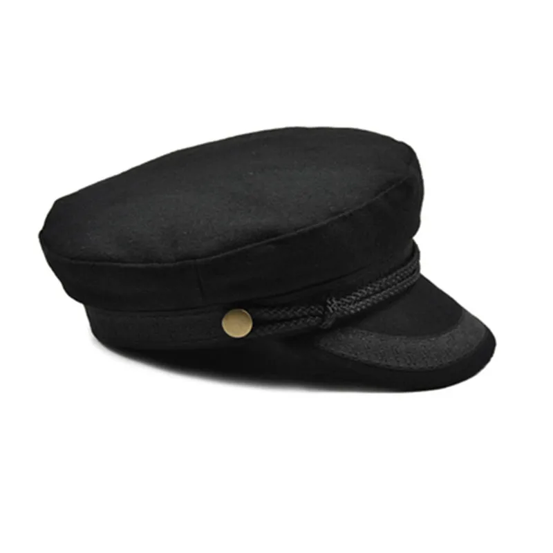 Military Hat Black Hats For Women Ladies Military Flat Top Hat Cap Female Gorras Woman British Style Navy Gray