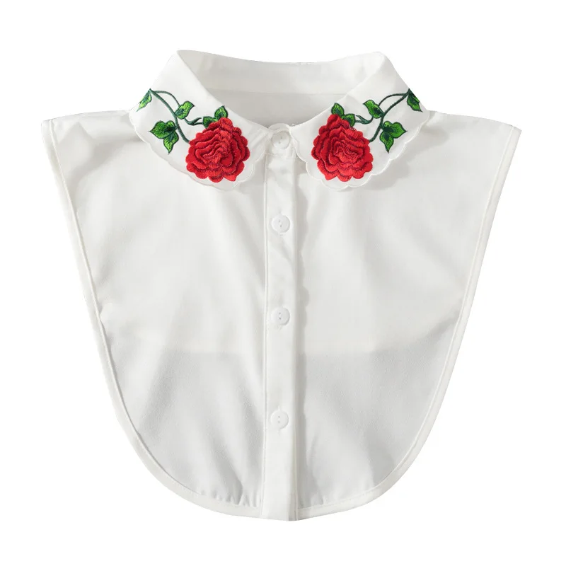 Fashion embroidered fake collar female lapel shirt collar chiffon shirt collar decorative collar Korean version