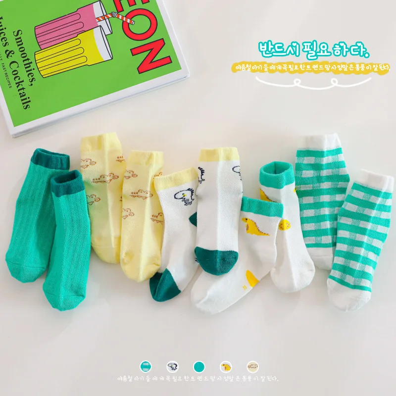 5 Pairs Spring Summer Kids Socks for Girls Newborn Boys Socks Cartton Children Sports Cotton Socks