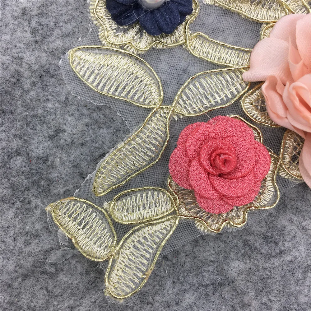 1 piece for sale lace chest decoration 3D three-dimensional flower sequin embroidery DIY clothing craft supplies accessories