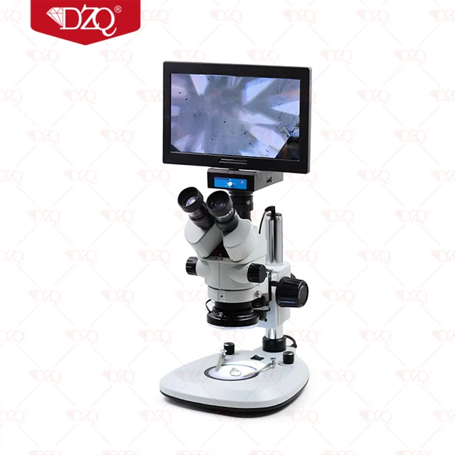 ZQ-8 7x-45x lcd screen professional hd zoom trinocular stereo microscope gem+trinocular microscope