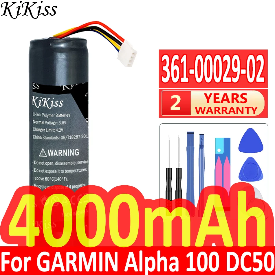 4000mAh KiKiss Powerful Battery 361-00029-02 for Garmin Alpha 100, DC50, GAA002, GAA003, GAA004, T5, TT10, TT10 Dog Device, TT15