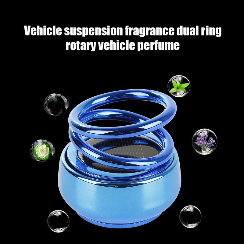 Metal Car Aromatherapy Air Freshener Double Rings Rotary Suspension Rotating Dashboard Interior Ornament Car Auto Diffuserr Perf