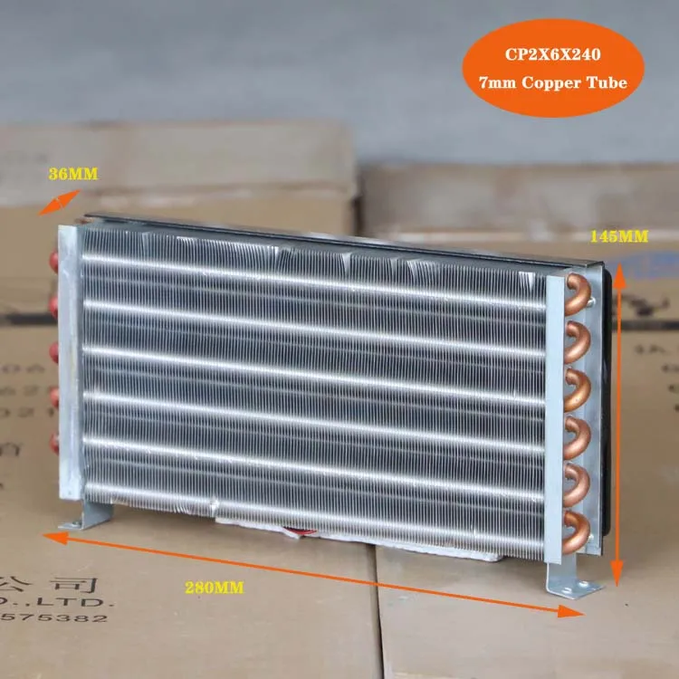 Cp2X6X240 Mini Evaporator Air Cooled Condenser Copper Tube Finned Radiator with 2 Fans