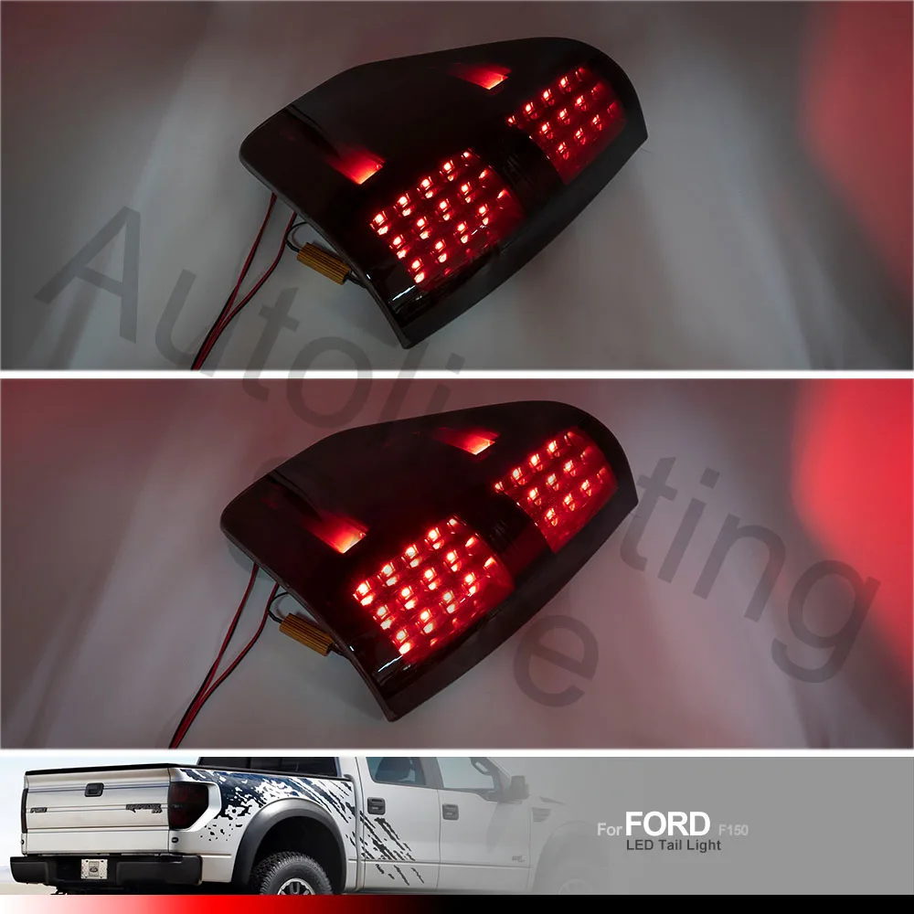 2Pcs Smoked Lens LED Tail Light for Ford F-150 SVT Raptor 2009 2010 2011 2012 2013 2014 Rear Parking Turn Signal Brake Lamp