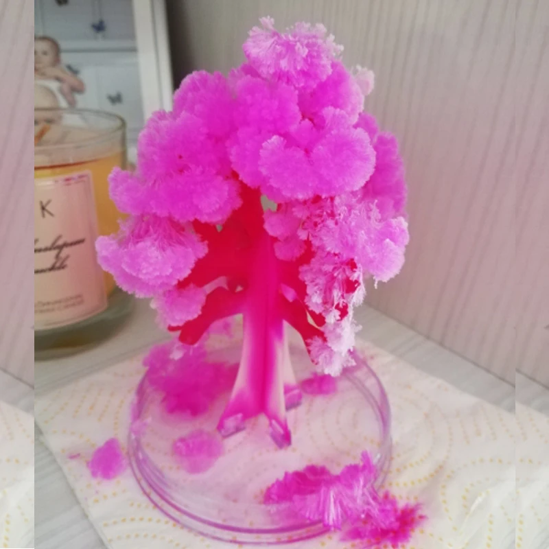 

2019 89x73mm Mini Visual Magic Artificial Sakura Trees Decorative Growing DIY Paper Tree Gift Novelty Baby Toy Flower Exploring