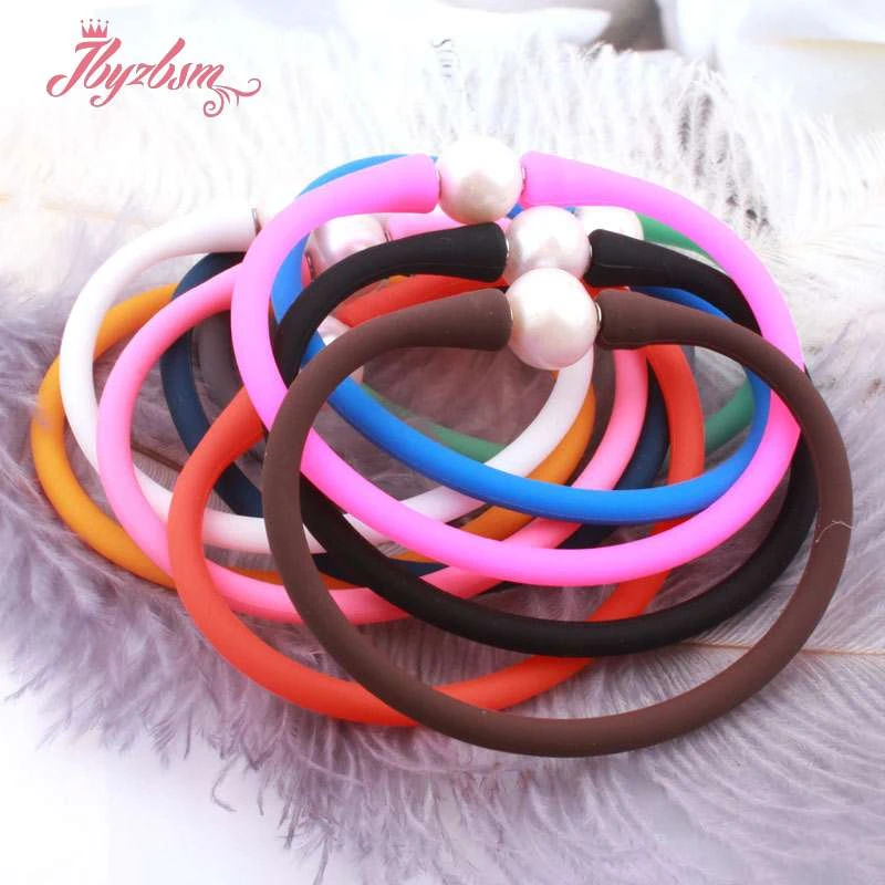 10mm Round 100% Real Freshwater Pearl Sport Casual Waterproof Silicone Bangle Bracelet XMAS Gift Yoga Balance Wrist Bracelet1Pcs view 4
