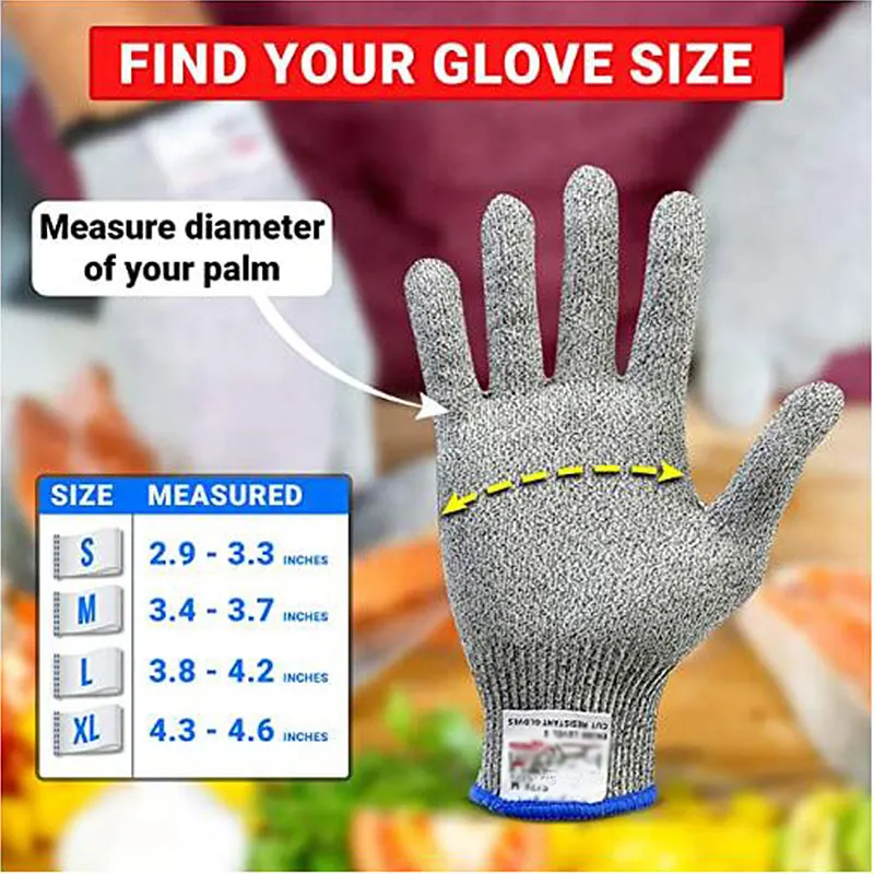 4Pieces /2Pairs Kitchen Work Safety Cut Resistant Gloves with Nylon HPPE Working Gloves, Cut Level 5p