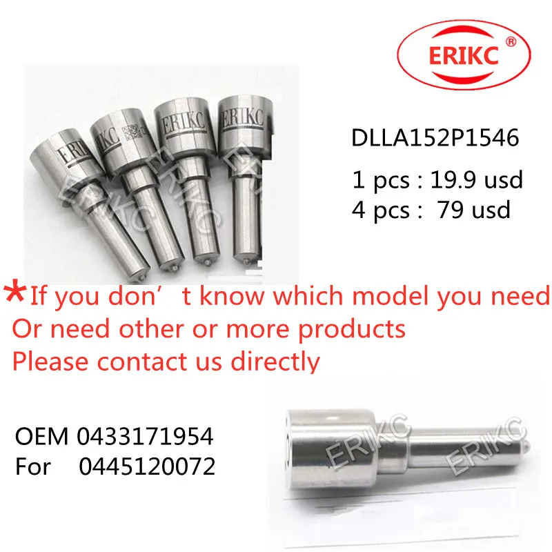 

ERIKC 4 Pcs Fuel Pump Injection Nozzle DLLA 152 P 1546 DLLA152P1546 / 0 433 171 954 For BOSCH 0 445 120 072