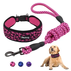 Breathable Nylon Mesh Dog Collar Harness Walking Training Pet Puppy Dog Leash For Small Medium Large Dogs Pitbull Pet Products