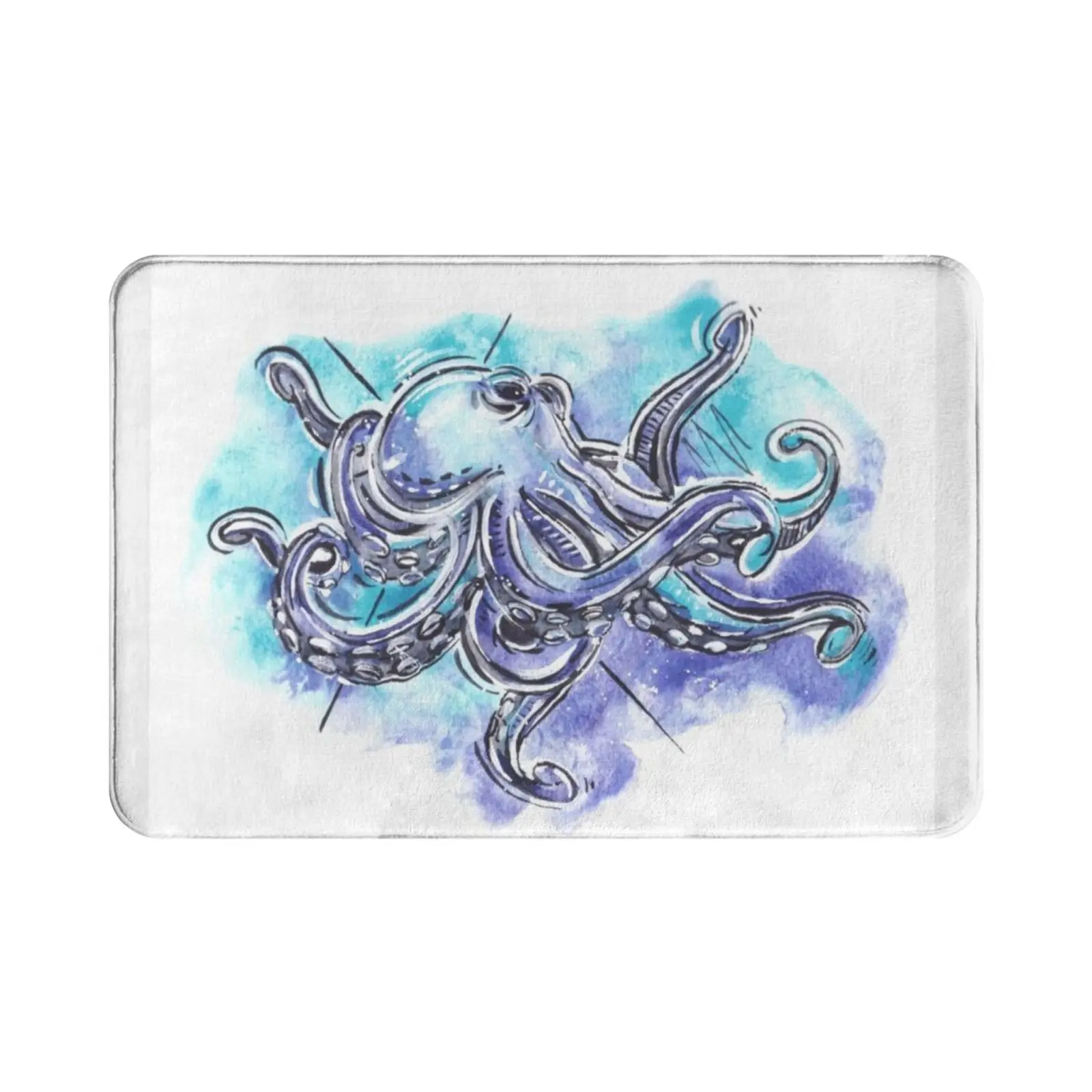 Octopus Sea Animals Watercolor Arts Carpet Mat Rug Cushion Soft Squid Tentacles Kraken Sea Creature Octopus Patterns