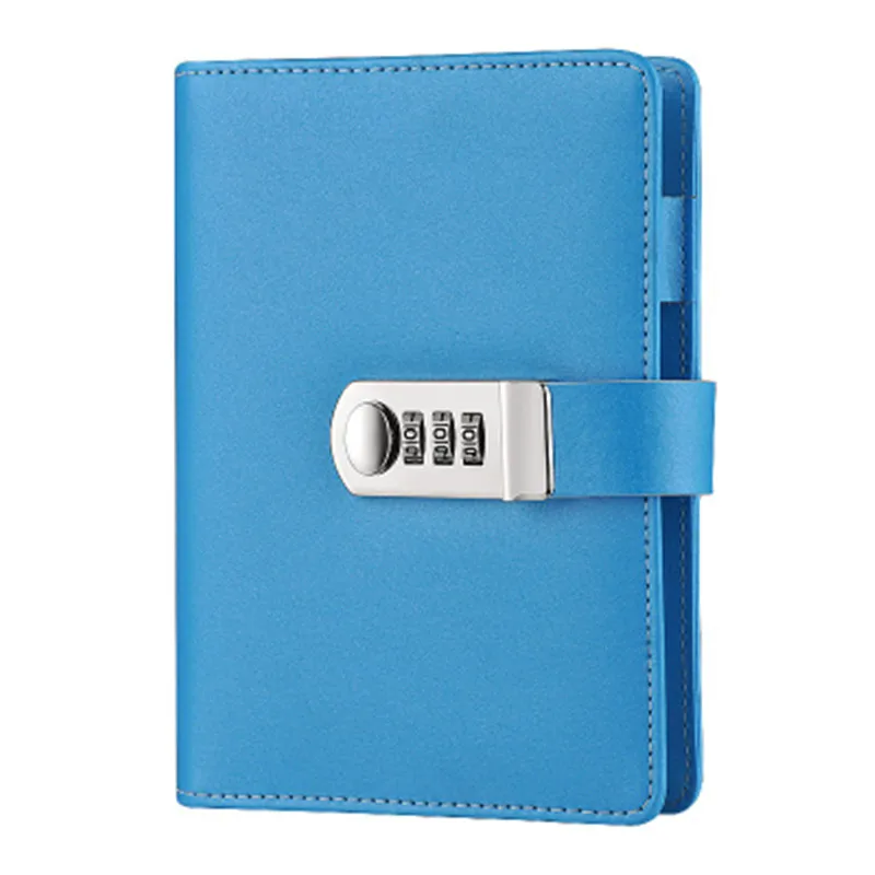 A6 Scrapbook Sticker PU Leather Diaries Journals Notebook Secret Diary With Code Lock YLM9994