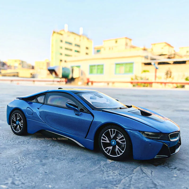 Rastar 1:24 BMW i8 blue concept car super running modello statico lega car toy collection regalo modello di auto di natale