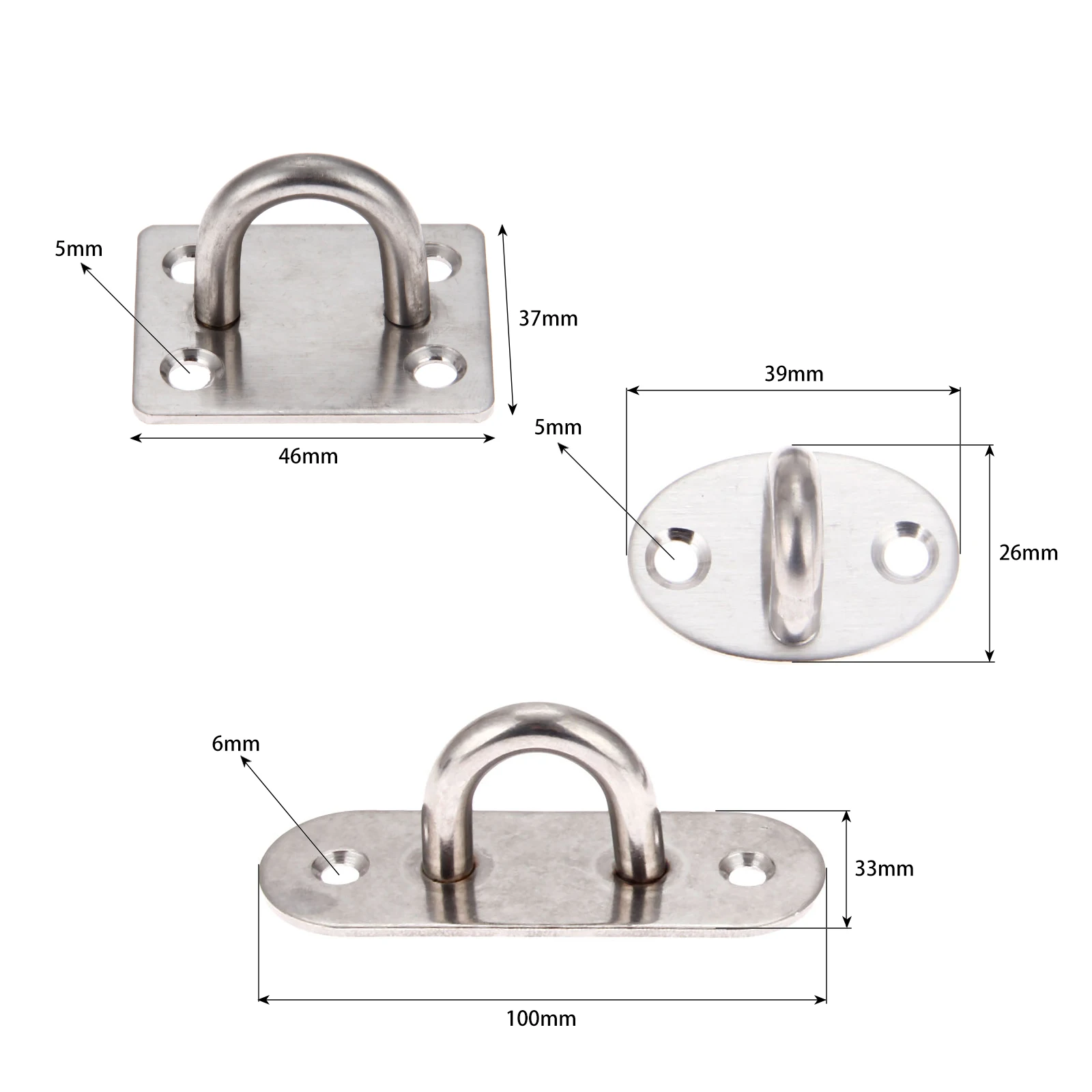 1Pc Stainless Steel U-shaped Ceiling Mount Hook Base Ceiling Fans For Leisure Sofa Sandbags Hammocks Rings Fixed Hook image 2