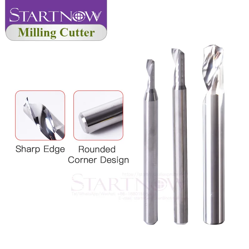 Startnow 5Pcs/Lot Tungsten Steel Milling Cutter For Aluminum CNC Tool Router Bits One Flute Spiral Metal End Mill Engraving Bit