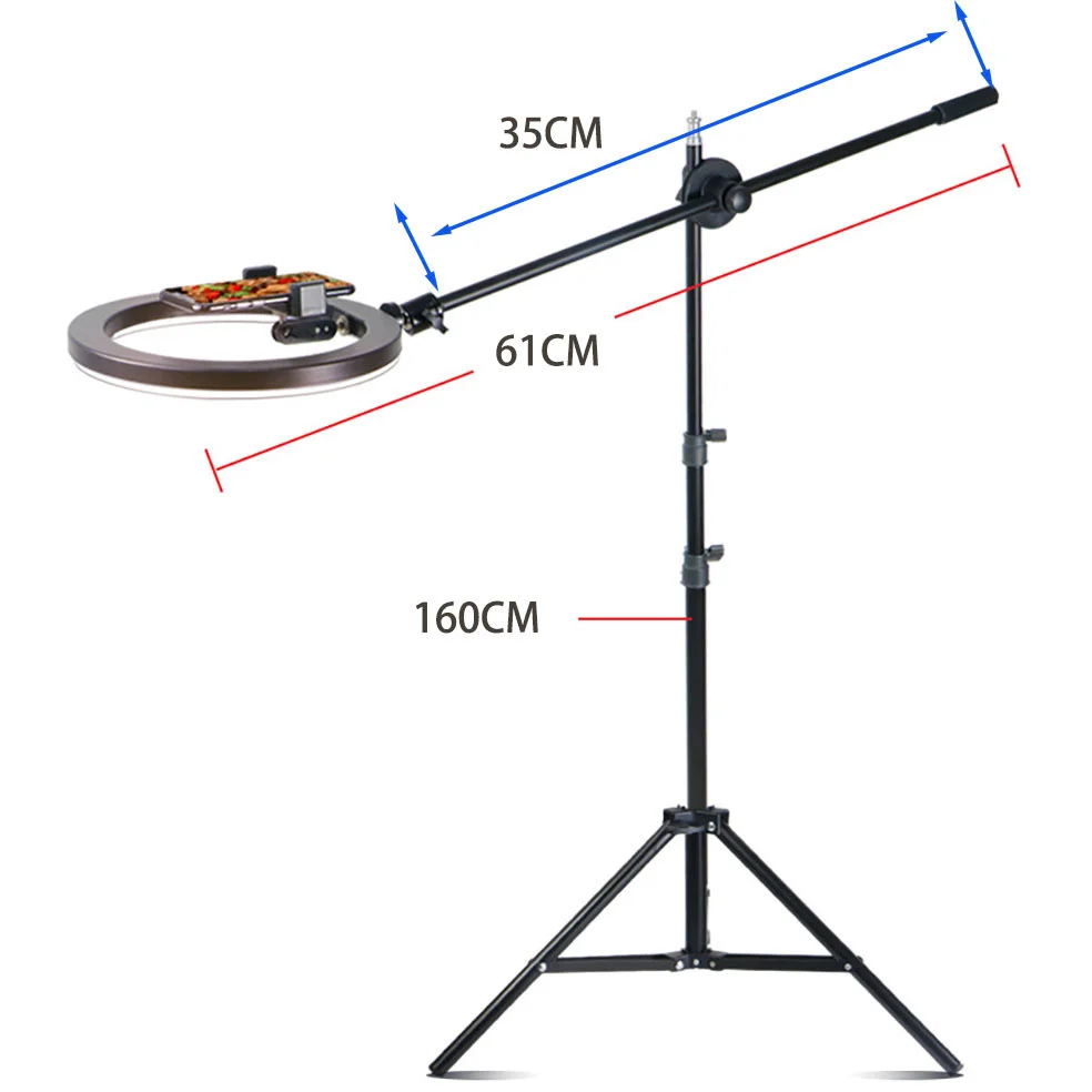 Video Ring Light Photography Circle Led Selfie Fill Lighting Camera Photo Studio Phone Lamp With Boom Arm Tripod Stand Youtube