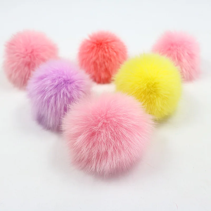 9CM Best Genuine Fox fur Soft Pompon Ball DIY Craft Supplies for Cloth Hat Keychains Shoes Bag phone Accessories