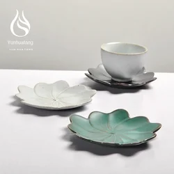 Creative Japanese Earthenware Tea Manual Vintage Coasters Dehua Ceramic Kung Fu Tea Insulation Mat Saucer Tea Set Siteel