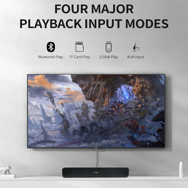 Poderoso Barra de sonido inalámbrico caja de sonido para parlantes de Audio centro de teatro en casa Subwoofer estéreo Bluetooth PC FM Radio AUX