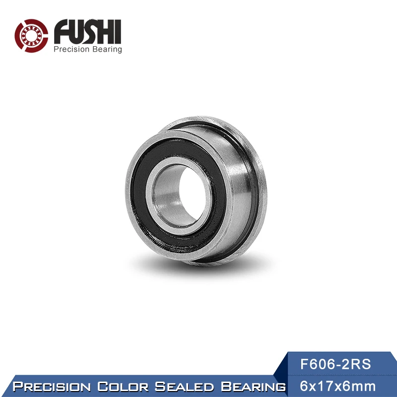 

F606-2RS Bearing 6x17x6mm 10PCS ABEC-1 Miniature Flanged F606RS Ball Bearings RF-1760DD