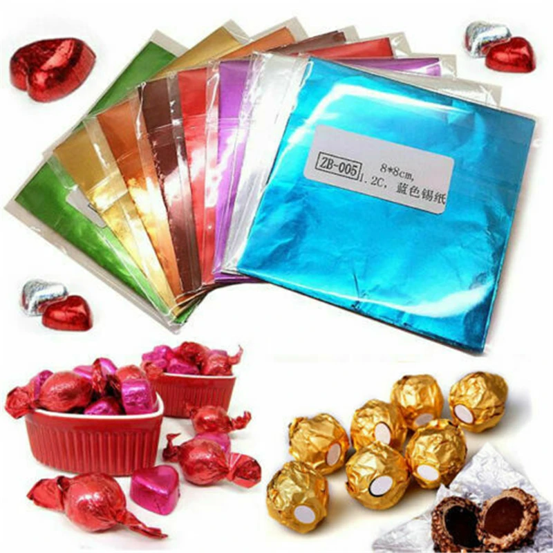 100Pcs/set DIY Candy Package Sweets Chocolate Foil Paper Wrappers Confectionary Christmas Birthday Party Festival Decoration