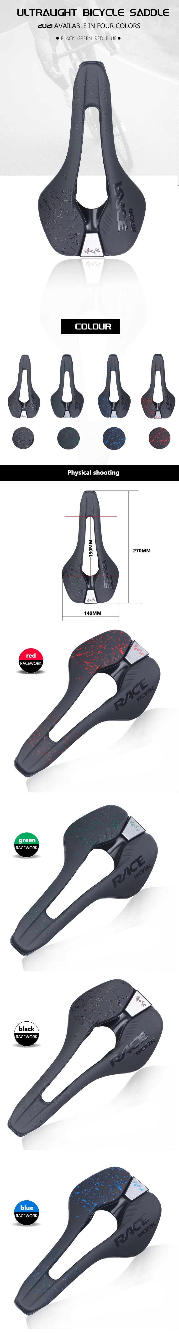 RACEWORK Fahrradsattel MTB Mountain Road Bike Racing Sitz TT Triathlon Ultraleichte professionelle Sättel Fahrradteile – Detail 1