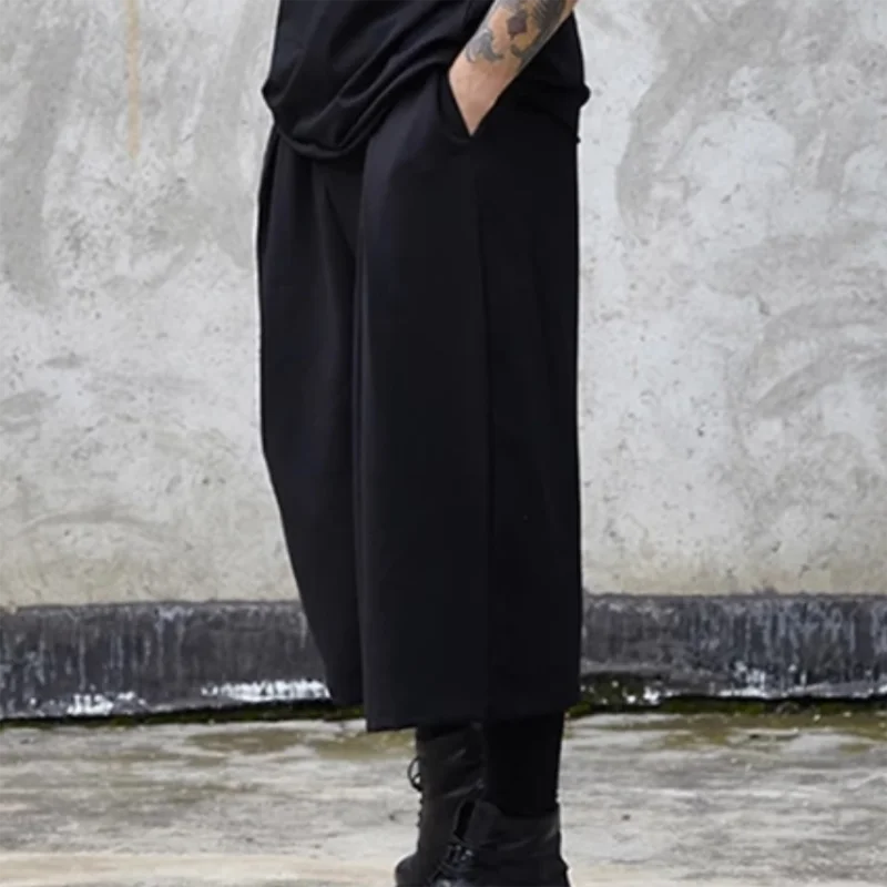 Men's Wide-Leg Pants Spring And Summer New Pure Color Straight South Korean Fashion Casual Loose Large Size Eight Pants