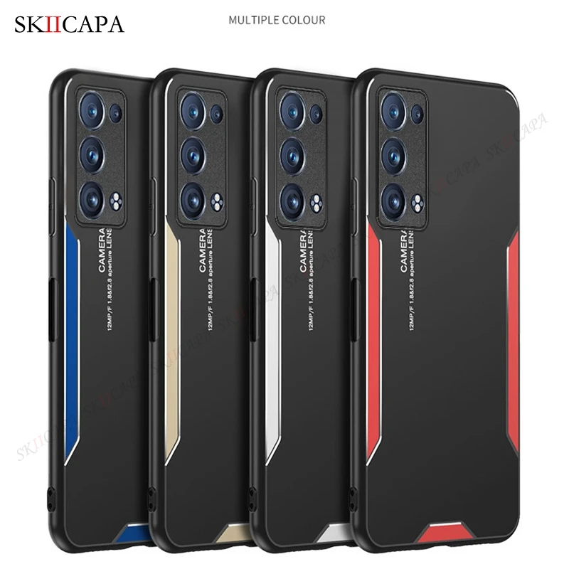 Aluminum Alloy Metal Hard Back Cover For OPPO Reno 6 5 4 Pro Plus A94 A95 5G Find X3 X2 Pro Slim Silicone Bumper Protection Case