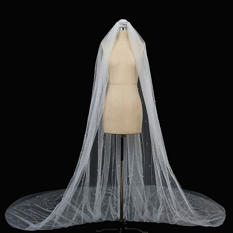 New Arrival Ivory Pearl wedding veil Bridal veil Welon Voile mariage Bride casamento Wedding accessories Veu de noiva