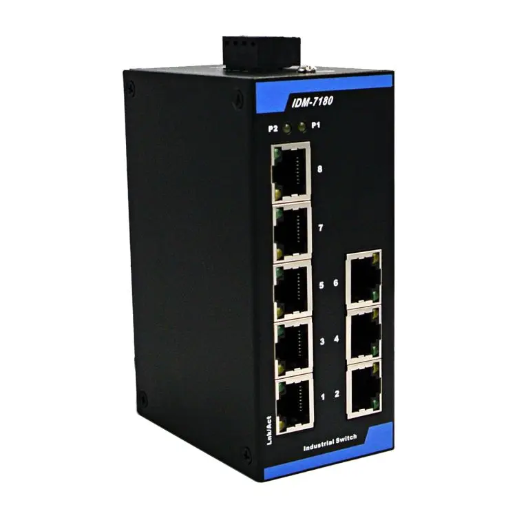 Din Rail Mounting IDM-7180 8 Ports Industrial Switch 8 rj45 Ports full duplex 100 Mb Ethernet Switch Rail Installation