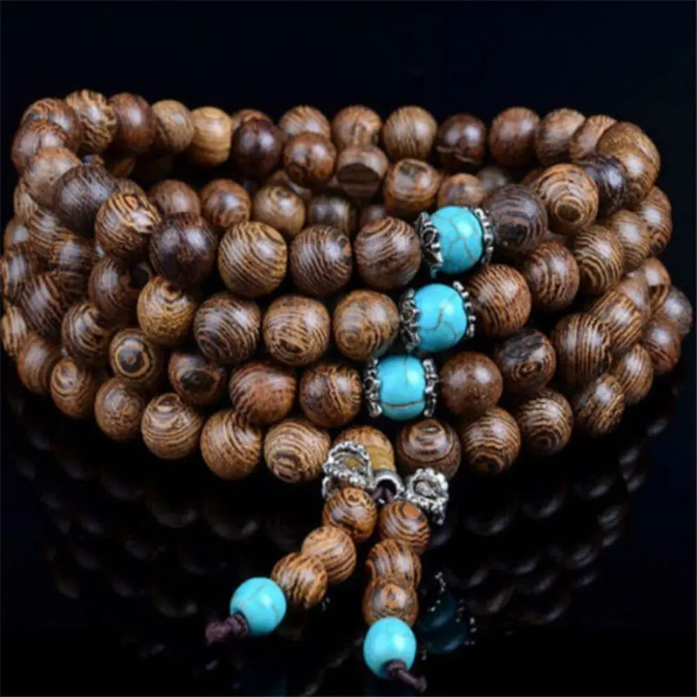 Hot sale Multilayer Wood Beads Lotus Tibetan Buddhist Mala Buddha Charm Rosary Bracelet Yoga Wooden For Women Men Jewelry