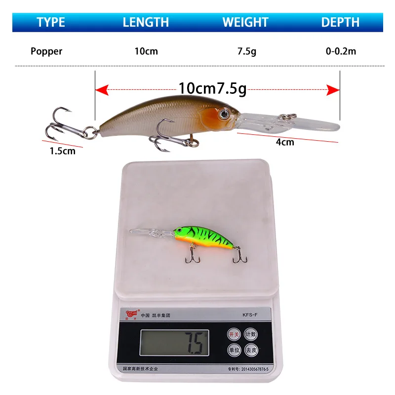 1PCS Floating Minnow Fishing Lure Wobbler For Trolling 7.5g 10cm Hard Bait Isca Artificial Crankbait Bass Pike Fishing Tackle