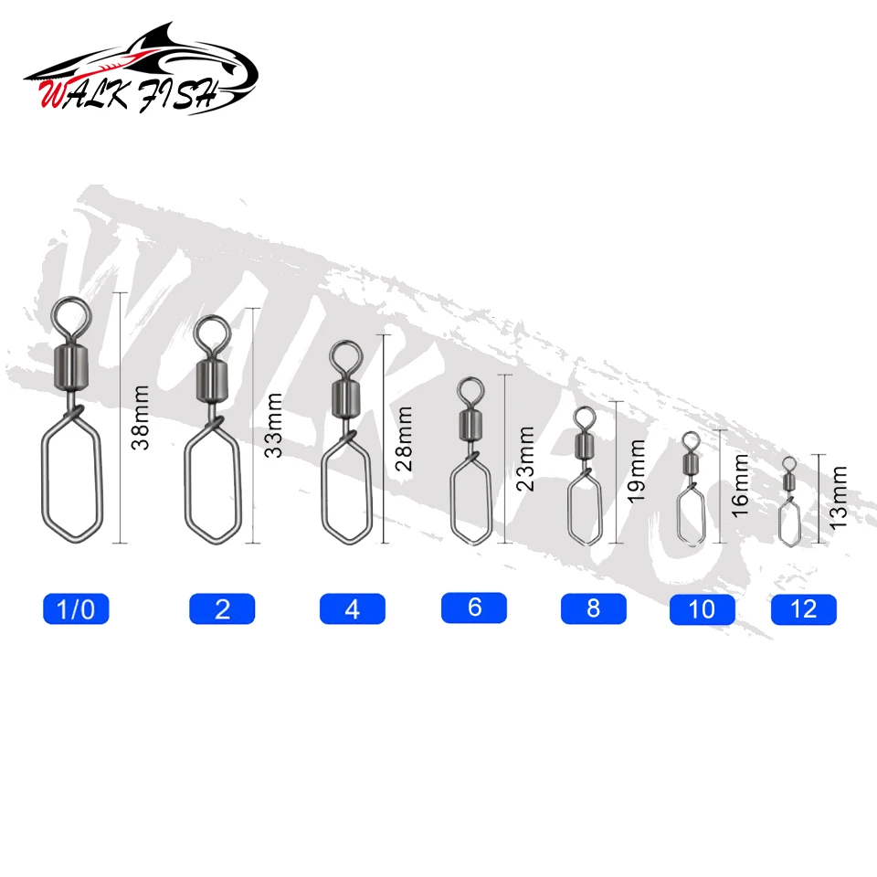 WALK FISH  20pcs Hooked Snap Pin Stainless Steel Fishing Barrel Swivel Safety Snaps Hook Lure Accessories Connector Snap