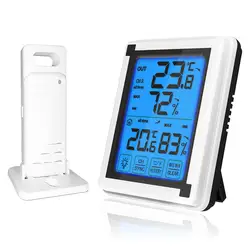 LCD Touch Digital Thermometer Vertical Wireless Color Weather Station With Indoor Outdoor Temperature Alerts