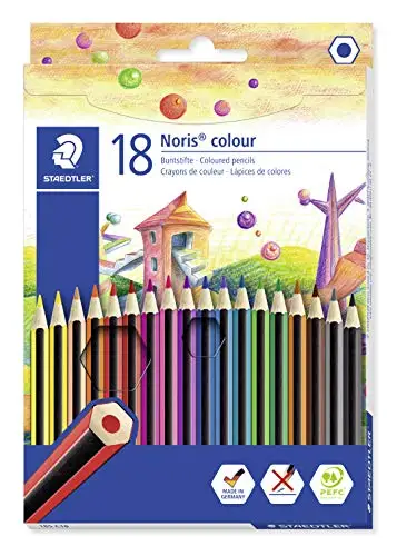 STAEDTLER Noris 185 C18 – עיפרון עץ עם 18 צבעים, מומלץ למשתמשים שמחפשים עיפרון מדויק ואמני