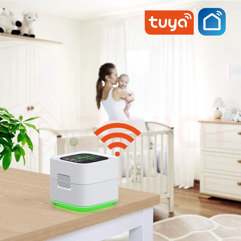 Tuya WiFi PM2.5 monitoring Sensor Air Quality Analyzer  Gas DetectorTemperature Humidity Sensor Gas Tester Dust PM10 Display