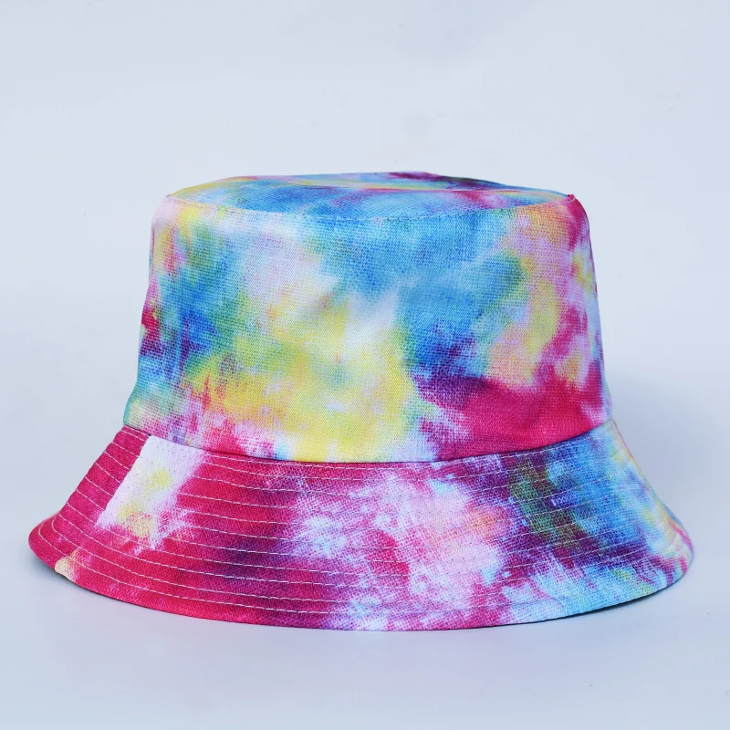 Summer Tie Dye Bucket Hat for Men Women Reversible Fashion Hip Hop Fisherman Hat Bob Street Outdoor Travel Boys Girl Hat Panama