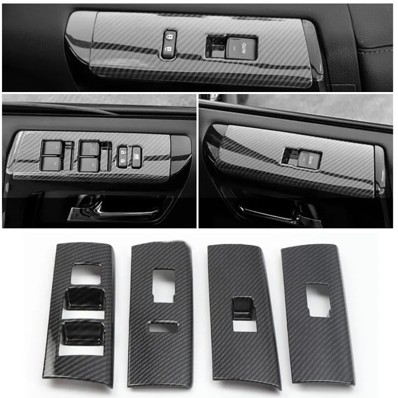 

carbon Windows Control Panel button sticker cover frame trims car interior covers for 4runner 4 runner Accessories 2010-2019