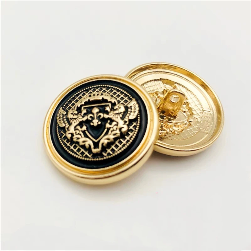 10pcs/lot 15/20/25mm Classic Vintage Jacket Buttons Fashion Black Gold DIY Sewing Buttons for Clothing Round Metal Coat Buttons