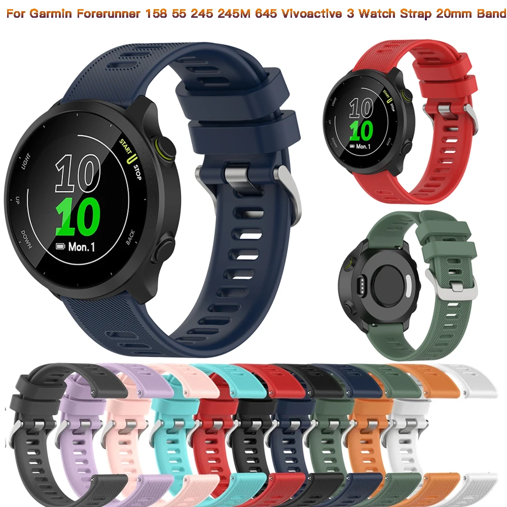 20 مللي متر حزام ساعة اليد ل Garmin Forerunner 158 55 245 245 متر 645 Vivoactive 3 سيليكون سوار ل Garmin Venu الفرقة الرياضة الأساور