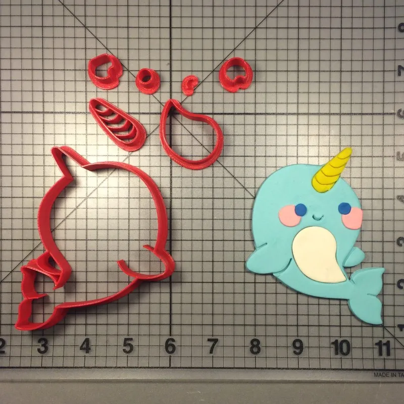 Ocean Animals 3D Printed PLA Cake Tools Narwhal and Dolphin Cookie Cutters