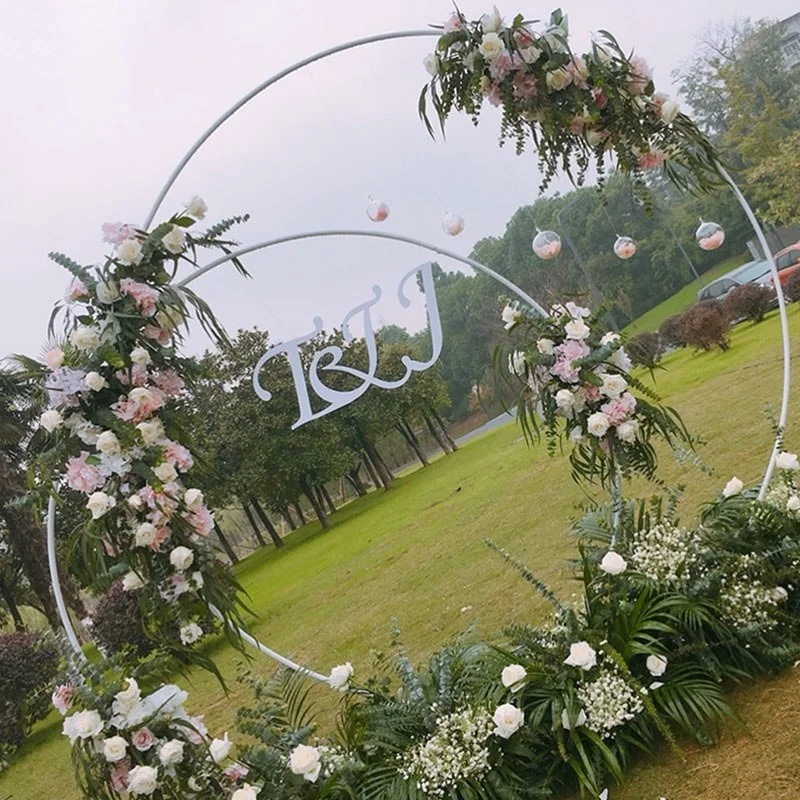 Iron Circle Wedding Arch Props Background Decor Single Shelf Outdoor Lawn Flower Door Rack Party Decoration Frame